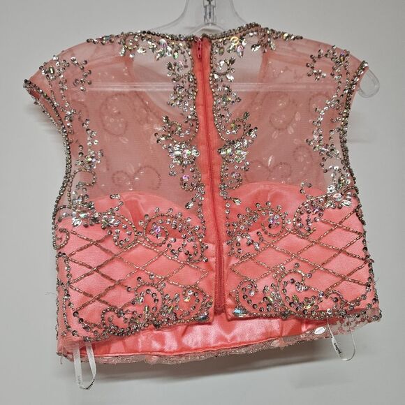 Sparkling Pink Tulle 2 Piece Dress By JULIET Size Small - Picture 5 of 7